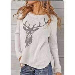 Wooden Ships Reindeer graphic mohair and wool blend sweater